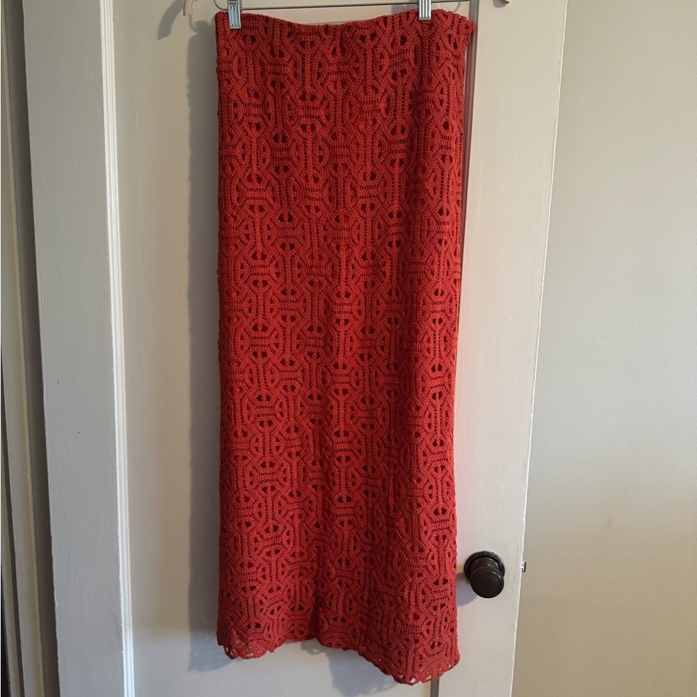 NWT MAX&Co. Coral Crochet Midi Skirt | Cotton Jersey Lining MaxMara